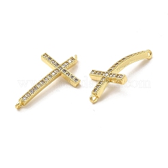 Verbindungsanhänger mit Mikropavé aus Messing mit durchsichtigen Zirkonia-Steinen&nbsp;KK-E068-VB332
