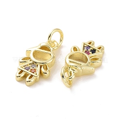 Pendenti in zirconi cubici colorati in micro pavè di ottone&nbsp;KK-E068-VF142