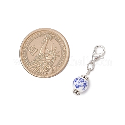 Pendentifs ronds en porcelaine imprimés de fleurs faits à la main&nbsp;HJEW-JM03668