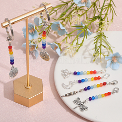 18 ciondolo decorativo con perline di giada malese naturale e tinta a tema chakra&nbsp;HJEW-CA0001-47