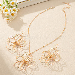 Collane pendenti in lega con fiori cavi e set di orecchini pendenti&nbsp;FS-WG212DE-01