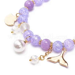 Pulsera elástica con cuentas de jade amarillo natural y cuarzo craquelado sintético&nbsp;BJEW-JB08527-04