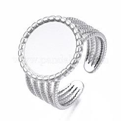 Anlaufgeschützter offener Manschettenfingerring aus Edelstahl 304 mit Cabochon-Fassungen&nbsp;STAS-T060-06P