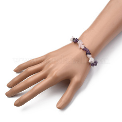 Chips Edelstein Perlen Stretch Armbänder&nbsp;BJEW-JB01824-04