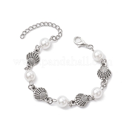 Bracciali a maglie in lega a forma di conchiglia della serie Ocean&nbsp;BJEW-JB11840-03