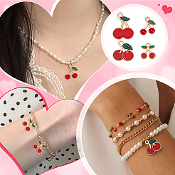 72 Stück 4 Stile Kirschlegierung Emaille Charms&nbsp;ENAM-UN0001-35