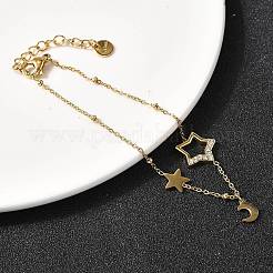 Braccialetti a maglie in acciaio inossidabile 304 con micro pavé di strass per donna&nbsp;BJEW-Z140-04G