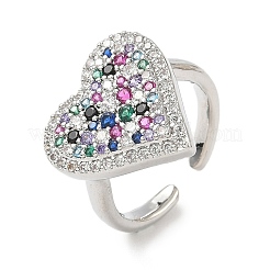 Bagues manchette en laiton avec micro pavé de zircons cubiques pour femmes&nbsp;RJEW-A069-12P-04