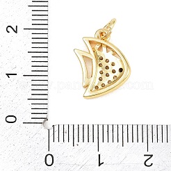 Pendentifs avec zircon cubiques à micro-pavés en laiton&nbsp;KK-D258-02G-01