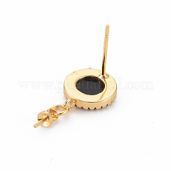 Reperti per orecchini a bottone in zircone chiaro con micro pavé di ottone&nbsp;KK-N233-124-NF