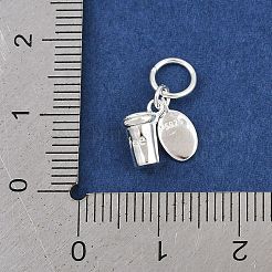 925 Anhänger aus Sterlingsilber mit Kaffeebohnen und Kaffeetasse&nbsp;LS-STER-K183-02S