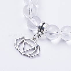 Braccialetti di cristallo di stirata quarzo naturale&nbsp;BJEW-F308-32AS