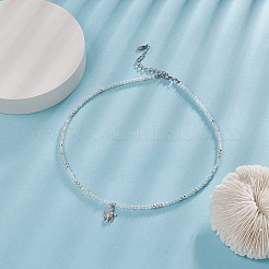 Halskette mit klarem Zirkonia-Schildkröten-Anhänger und natürlichen Aquamarin-Perlenketten für Damen&nbsp;NJEW-JN04271-04