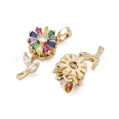 Pendentifs rotatifs en laiton sertis de micro-pavés de zircone cubique&nbsp;KK-A287-11D-G