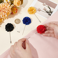 4 Stück 4 Farben Blume Polyester Anstecknadel Broschen für Männer&nbsp;JEWB-FG0001-21