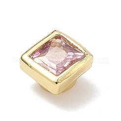 Quadratische Messing-Mikropavé-Zirkonia-Cabochons&nbsp;KK-P345-13G-E01