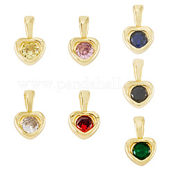 7 pièce 7 couleurs en laiton avec breloques en zircone cubique&nbsp;KK-TA0008-37