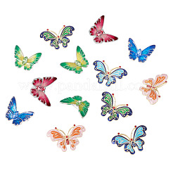 12 pièce 6 styles d'épingles en émail papillon&nbsp;JEWB-TA0001-23