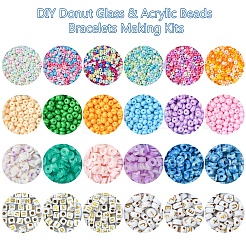 Kit fai da te per realizzare braccialetti con perline di vetro e acrilico a ciambella&nbsp;DIY-FS0007-68