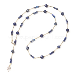 Lariat-Halsketten aus natürlichem Lapislazuli (rund und in Nuggetsform)&nbsp;NJEW-JN05727
