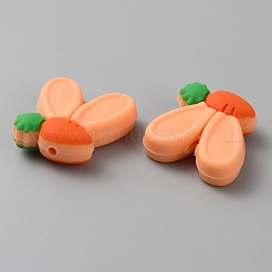 Oreilles de lapin avec perles focales en silicone écologique de qualité alimentaire de carotte&nbsp;SIL-SZC0003-05J