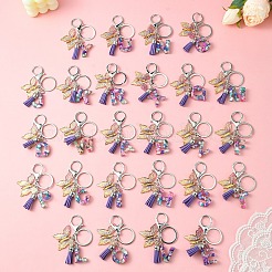 Porte-clés en résine époxy transparente lettre et papillon&nbsp;KEYC-YW00001