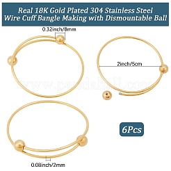 6 Stück verstellbarer 304 Edelstahldraht zur Herstellung von Manschettenarmbändern&nbsp;MAK-BBC0001-24A-G
