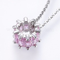 Collana con pendente in ottone con zirconia cubica&nbsp;NJEW-H486-19P