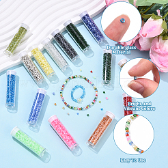 120 g 15 Farben DIY-Sets zur Herstellung von Armbändern aus runden Glasperlen&nbsp;SEED-YW0003-14