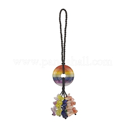 Décorations de pendentif de pierres précieuses naturelles mélangées chakra&nbsp;HJEW-TA00028