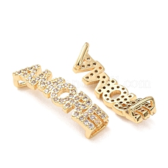 Breloques de connexion en laiton serties de micro-pavés de zircone cubique transparente&nbsp;KK-K002-32F-G