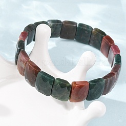 Pulseras elásticas unisex con cuentas de ágata india natural&nbsp;G-K303-02B