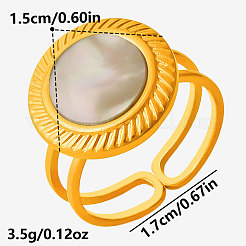 Offene Manschettenringe aus Edelstahl 304 mit natürlichem Muschelmuster für Damen&nbsp;CR7720-3