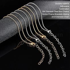 12 stücke 2 farben 304 edelstahl box ketten/venedig ketten armbänder machen&nbsp;MAK-UN0001-20