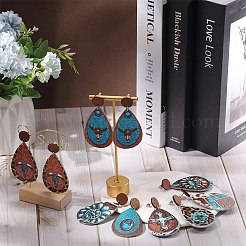 8 paire de boucles d'oreilles pendantes en similicuir PU en forme de larme&nbsp;EJEW-SC0001-38