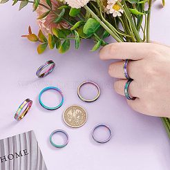 16 Stück 8 Größen 201 Edelstahl geriffelter Fingerring für Frauen&nbsp;RJEW-UN0002-38M