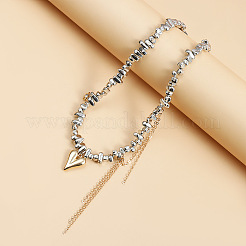 Colliers de perles en alliage avec pendentif en forme de cœur et pompon&nbsp;FS-WG61D95-01
