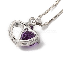 Collier pendentif coeur en résine avec chaînes singapour&nbsp;NJEW-C003-01E