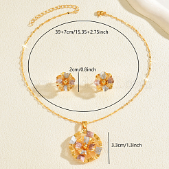 Vintage-Ohrstecker und Halsketten-Sets aus Messingblumen im Vintage-Stil für Damen&nbsp;GX0919