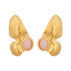 Pendientes de botón de acero inoxidable 304 con piedras preciosas naturales para mujer&nbsp;AI1548