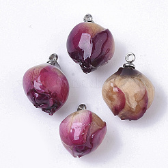 Handgemachte natürliche echte Rose getrocknete Blumenanhänger&nbsp;X-RESI-R424-01