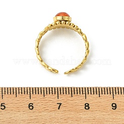 Offene Manschettenringe aus 304er Edelstahl mit natürlichem Pferdeauge-Edelstein für Damen&nbsp;RJEW-JR01066