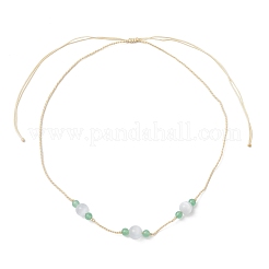 Verstellbare gefärbte natürliche malaysische Jade & Katzenauge runde geflochtene Perlenketten&nbsp;NJEW-JN05325