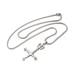 Collane con ciondolo a croce anti-ossidazione&nbsp;NJEW-C044-04P