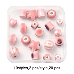 20 Stück 10 Stile perlmuttfarbene handgemachte Porzellanperlen&nbsp;PORC-FP0001-08