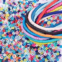 18 Strang 18 Farben flache runde handgemachte Polymer Clay Perlen Stränge&nbsp;CLAY-SZ0001-77