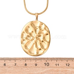 Colliers à pendentif ovale texturé en acier inoxydable 304 pour femmes&nbsp;NJEW-C117-01B-G