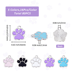 80 pz 5 colori ciondoli in lega di smalto&nbsp;ENAM-FH0001-80