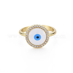 Tondo piatto con anello portafortuna smalto malocchio&nbsp;RJEW-N035-084-NF