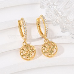 925 boucles d'oreilles créoles en argent sterling avec micro pavé de zircone cubique transparent pour femme&nbsp;EJEW-G427-01G-01